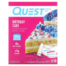 Quest Nutrition, Protein-Riegel, Geburtstagskuchen, 4 Riegel, je 2,12 Unzen (60 g)