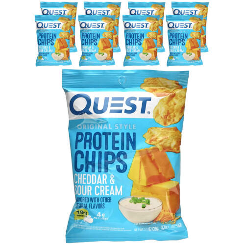 Quest Nutrition, Original-Style Protein-Chips, Cheddar & Sauerrahm, 8 Beutel, je 1,1 oz (32 g)