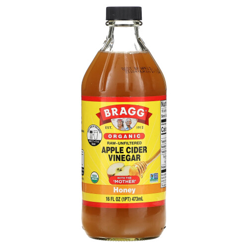 Bragg, Bio-Apfelessig mit der 'Mutter', Honig, 16 fl oz (473 ml)