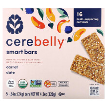 Cerebelly, Smart Riegel, Bio-Kleinkindriegel, Karotte Dattel, 5 Riegel, je 0,84 oz (24 g)