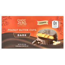 ChocZero, Erdnussbutter-Tassen, Dunkle Schokolade, 8 einzeln verpackte Tassen, 4 oz (113 g)