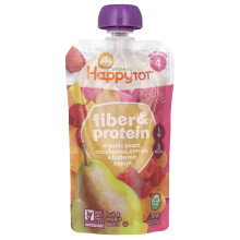 Happy Family Organics, Happy Tot, Ballaststoff & Protein, 2+ Jahre, Bio-Birnen, Himbeeren, Karotten & Butternusskürbis, 4 oz (113 g)