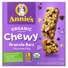 Annie's Homegrown, Barres Tendres de Granola Bio, Pépites de Chocolat, 6 Barres, 0,89 oz (25 g) Chacune