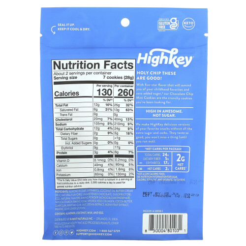 HighKey, Mini-Cookies, Pépites de Chocolat, 2 oz (56,6 g) 1