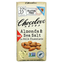 Chocolove, Mandeln & Meersalz in Milchschokolade, 33 % Kakao, 3,2 Unzen (90 g)