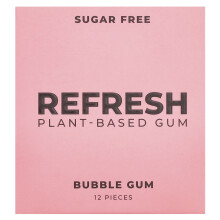 Refresh Gum, Gomme à Bulles à Base de Plantes, 12 Pièces