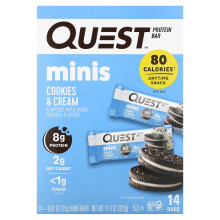 Quest Nutrition, Barre Protéinée, Minis, Cookies & Crème, 14 Barres, 0,81 oz (23 g) Chacune