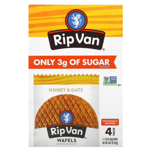 Rip Van Wafels, Honig & Hafer, 4er Pack, je 1,16 oz (33 g)