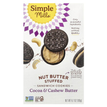 Simple Mills, Nussbutter gefüllte Sandwich-Kekse, Kakao & Cashewbutter, 6,7 oz (190 g)
