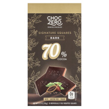 ChocZero, Signature Squares, 70 % Kakao, Dunkel, 8 einzeln folienverpackte Stücke, 3,2 oz (90 g)