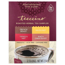 Teeccino, Sélection de Tisanes Torréfiées, 4 Saveurs, Sans Caféine, 12 Sachets de Thé, 2,54 oz (72 g)