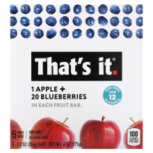 That's It, Fruchtriegel, Apfel + Blaubeeren, 5 Fruchtriegel, je 1,2 Unzen (35 g)