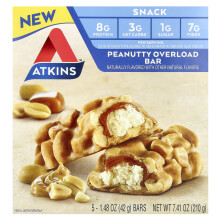Atkins, Snack, Erdnuss-Überladungs-Riegel, 5 Riegel, je 1,48 oz (42 g)