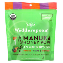 Wedderspoon, Bio-Manuka-Honig-Lutscher, 3 Geschmacksrichtungen Sortiment, 24 Stück, 4,15 Unzen (118 g)