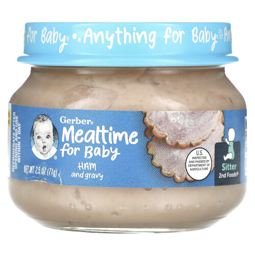 Gerber Gerber, Repas pour Bébé, 2e Aliments, Jambon et Sauce, 2,5 oz (71 g)