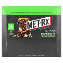 MET-Rx, Big 100, Mahlzeitenersatz-Riegel, Crispy Apple Pie, 9 Riegel, 3,52 Unzen (100 g) pro Stück