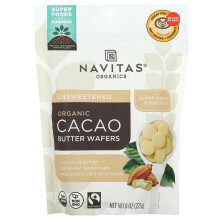 Navitas Organics, Bio-Kakaobutter-Waffeln, ungesüßt, 8 Unzen (227 g)