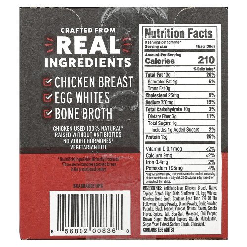 Wilde Brands, Protein-Chips, Barbecue, 8 Beutel, je 1,34 oz (38 g) 2