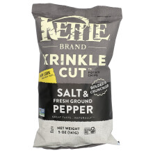 Kettle Foods, Kraus geschnittene Kartoffelchips, Salz & frisch gemahlener Pfeffer, 5 Unzen (141 g)