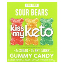 Kiss My Keto, Gummisüßigkeit, Saure Bären, 8 Beutel, je 0,88 oz (25 g)