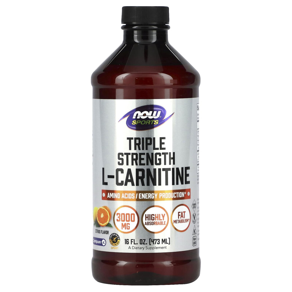 Now Foods , Sports, Triple Strength L-Carnitine Liquid, Citrus, 3,000 Mg, 16 Fl Oz (473 Ml)