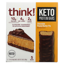 Think!, Keto-Proteinriegel, Schokoladen-Erdnussbutter-Torte, 5 Riegel, je 1,41 Unzen (40 g)