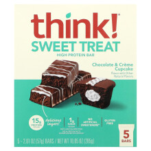Think!, Süßer Genuss, High-Protein-Riegel, Schokolade & Cremecupcake, 5 Riegel, 2,01 Unzen (57 g)