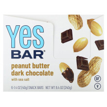 Yes Bar, Snack Riegel, Erdnussbutter Dunkle Schokolade mit Meersalz, 6 Riegel, je 1,4 oz (40 g)