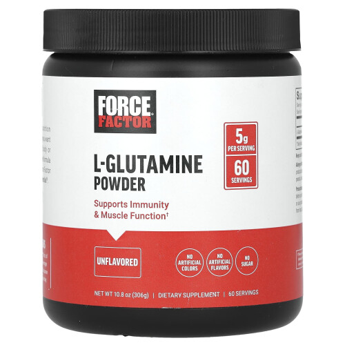 Force Factor, Poudre de L-Glutamine, Non Aromatisée, 10,8 oz (306 g)