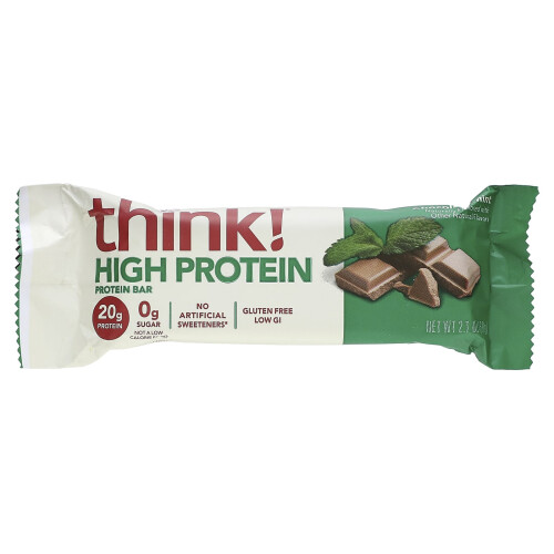 Think !, High Protein Bars, Chocolate Mint, 5 Bars, 2.1 oz (60 g) Each 2