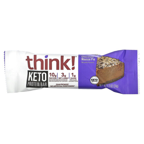 Think !, Keto Protein Bars, Chocolate Mousse Pie, 5 Bars, 1.2 oz (34 g) Each 2