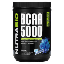 NutraBio, BCAA 5000, Blaue Himbeere, 0,98 lb (444 g)