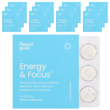 NeuroGum, Energie & Fokus, Pfefferminz, 12 Packungen, 9 Stück pro Packung