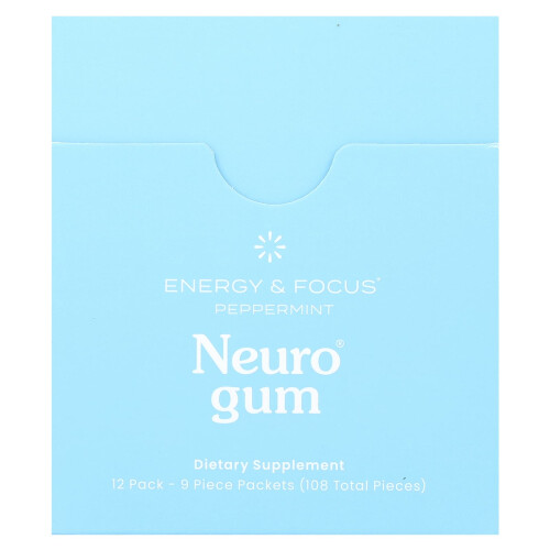 NeuroGum, Energy & Focus, Peppermint, 12 Pack, 9 Piece Each 1
