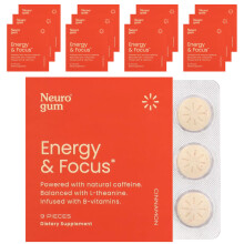 NeuroGum, Energie & Fokus, Zimt, 12 Packungen, 9 Stück pro Packung