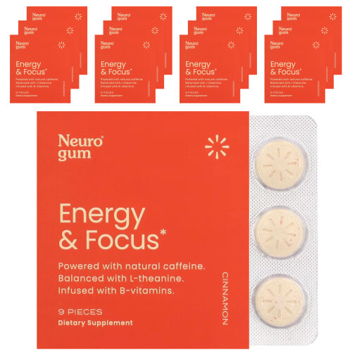 NeuroGum, Energy & Focus, Cinnamon, 12 Pack, 9 Piece Each