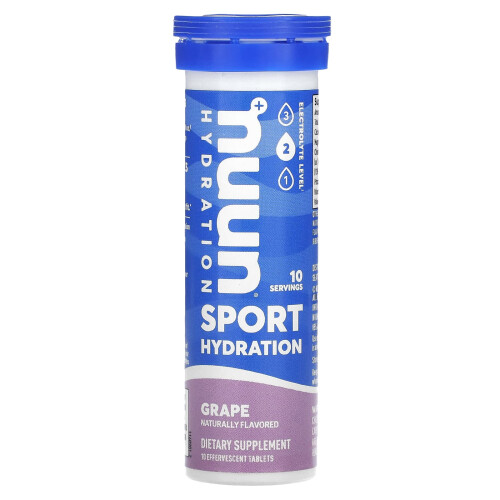 Nuun, Hydratation, Sport, Complément Électrolytique Effervescent, Raisin, 10 Comprimés