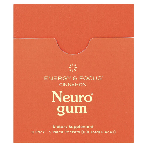 NeuroGum, Energy & Focus, Cinnamon, 12 Pack, 9 Piece Each 1