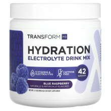 TransformHQ, Hydration, Elektrolyt-Getränkemischung, Koffeinfrei, Blaue Himbeere, 5,7 oz (159,6 g)