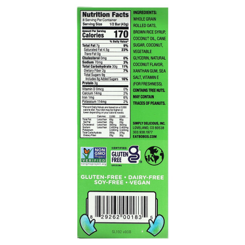 Bobo's Oat Bars, Coconut Oat Bars, 4 Bars, 3 oz (85 g) Each 1