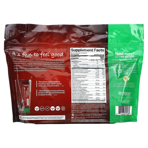 Jigsaw Health Jigsaw Health, Electrolyte Supreme, Fruit Punch, 60 Packets, 5.6 g Each 1