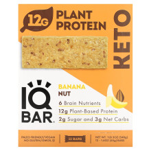 IQBAR, Barre Protéinée Végétale, Noix de Banane, 12 Barres, 1,6 oz (45 g) Chacune