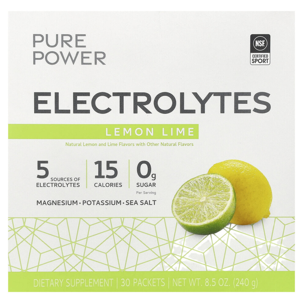 Dr. Mercola , Pure Power, Electrolytes, Lemon Lime, 30 Packets, 0.28 Oz (8 G) Each