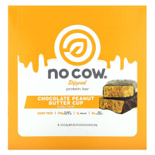 No Cow, Dipped Protein Bar, Chocolate Peanut Butter Cup, 12 Riegel, je 2,12 oz (60 g)