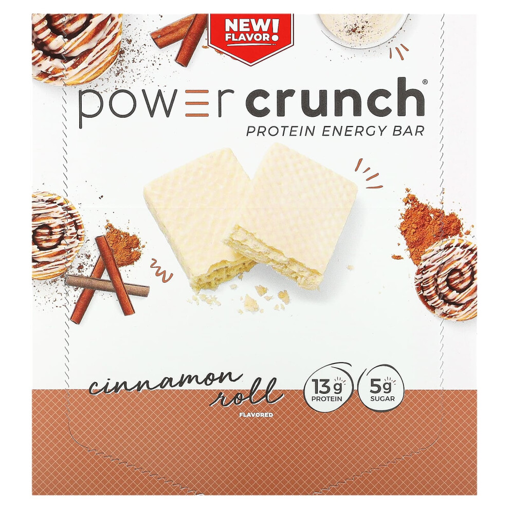 Bnrg , Power Crunch Protein Energy Bar, Cinnamon Roll, 12 Bars, 1.4 Oz (40 G) Each