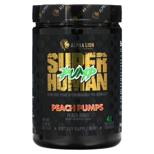 ALPHA LION, SuperHuman Pump, Peach Pumps, Pfirsichringe, 12,96 oz (367,5 g)