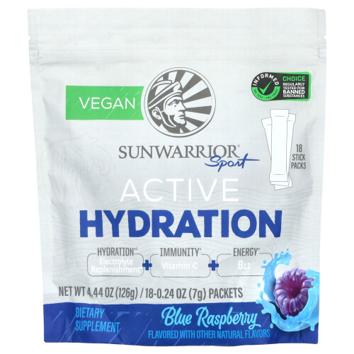 Sunwarrior, Sport, Active Hydration, Blaue Himbeere, 18 Beutel, je 0,24 oz (7 g)