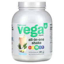 Vega, Pflanzenbasiert, Organischer All-In-One-Shake, Französische Vanille, 3 Pfund 10,1 Unzen (1,6 kg)