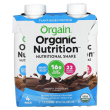 Orgain, Bio-Ernährung, Nährstoffshake, Sanfte Schokolade, 4er Pack, 11 fl oz (330 ml) pro Stück