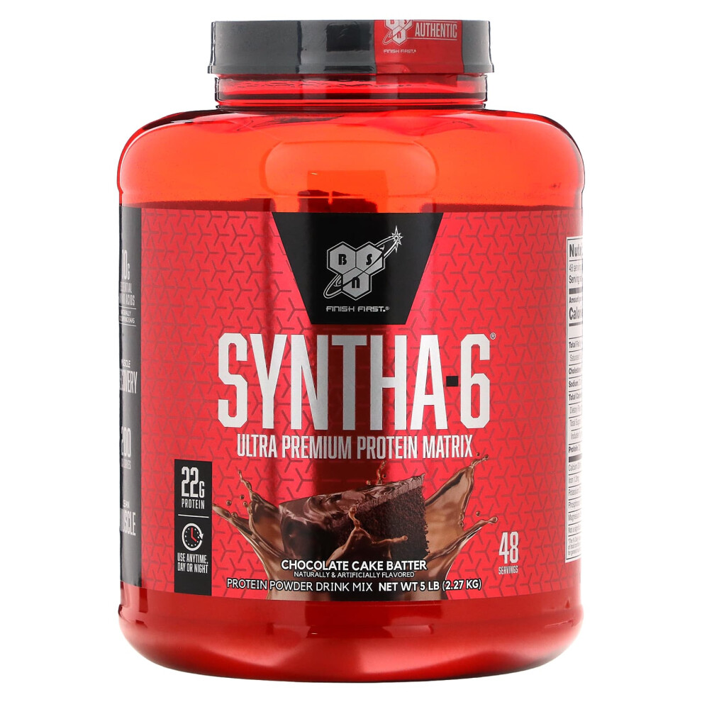 Bsn , Syntha-6, Ultra Premium Protein Matrix, Chocolate Cake Batter, 5 Lb (2.27 Kg)